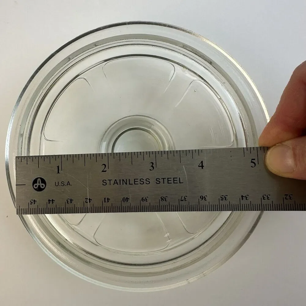 6” Diameter Clear Glass Candy Snack Jar Lid For 5” ID Opening Vintage Unmarked
